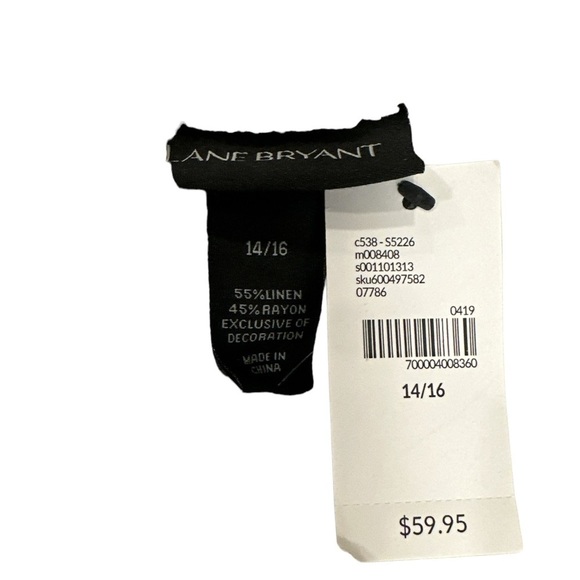 Lane Bryant Nwt Linen Blend Pants Size 14-16 with‎ Drawstring - Picture 3 of 3